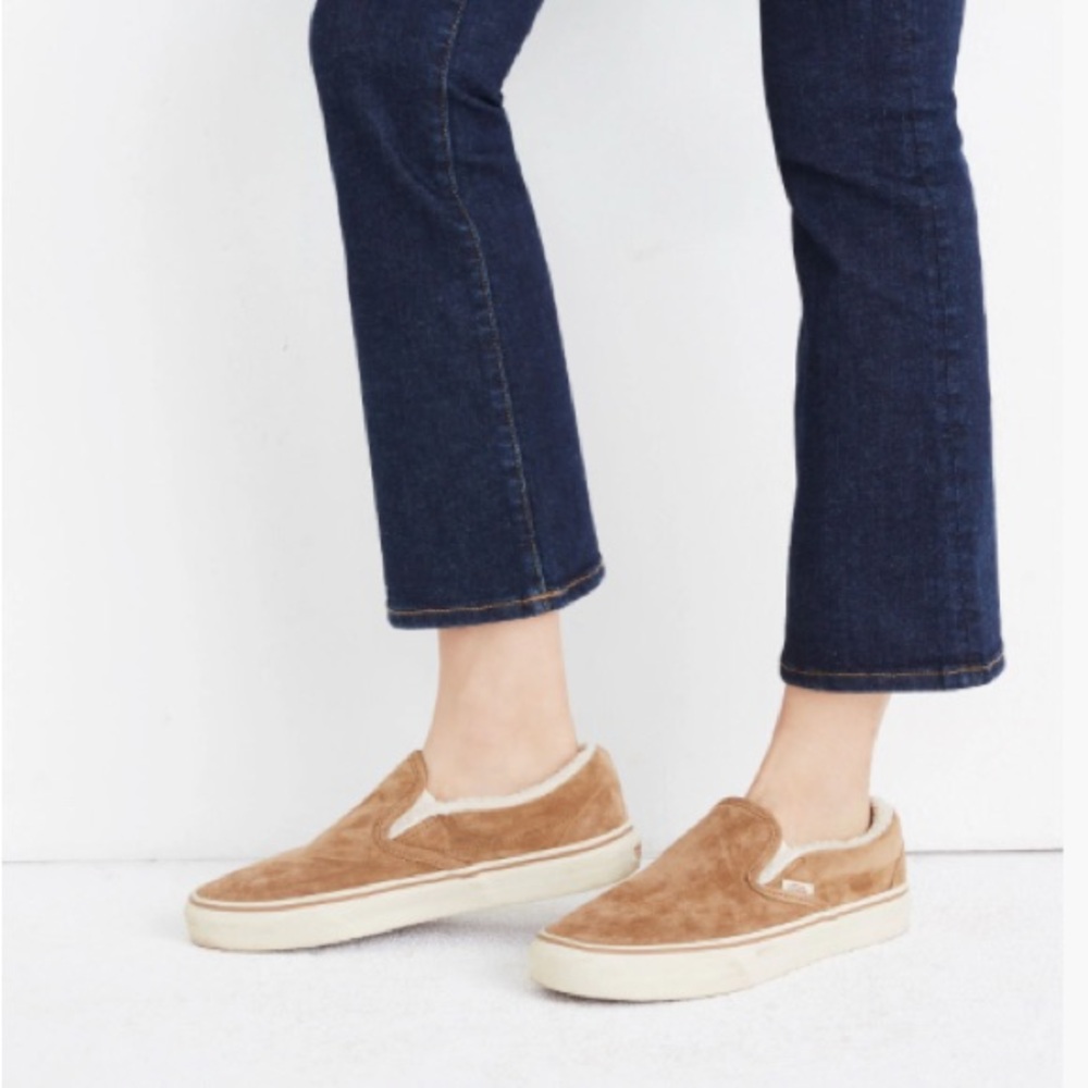 Madewell x Vans Unisex Slip-On Sneakers in Suede and Sherpa